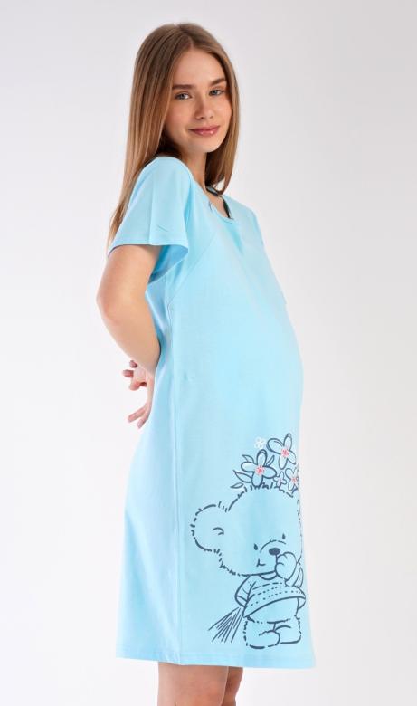 Levně Dámská noční košile mateřská Vienetta Secret Méďa s kytkou