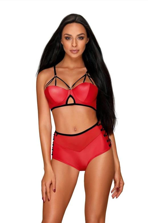 Dámská souprava Obsessive Leatheria set červená