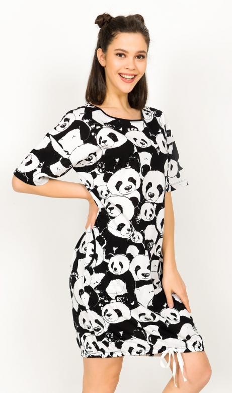 Dámské domácí šaty s krátkým rukávem Vienetta Secret Velká panda