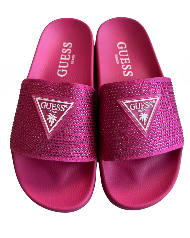 Dámské nazouváky GUESS E4GZ25 růžové s kamínky