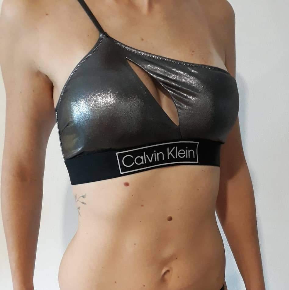 Levně Dámské plavky Calvin Klein KW01944 ONE SHOULDER černé