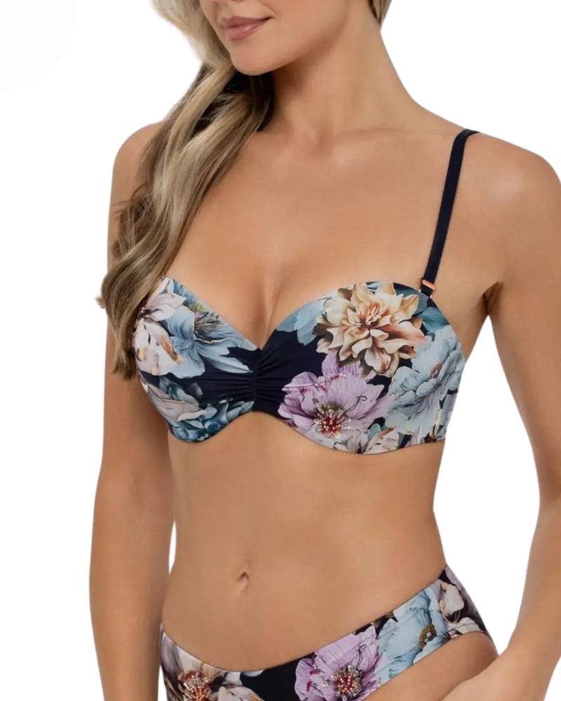 Dámské plavky MARC and ANDRÉ L2505-Y-962 Midnight Bloom podprsenka bandeau | modrá | 75D