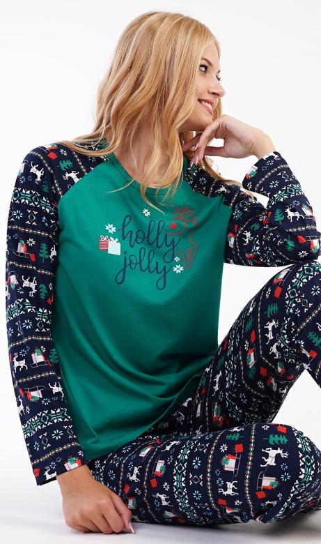 Dámské pyžamo dlouhé Vienetta Secret Holly Jolly
