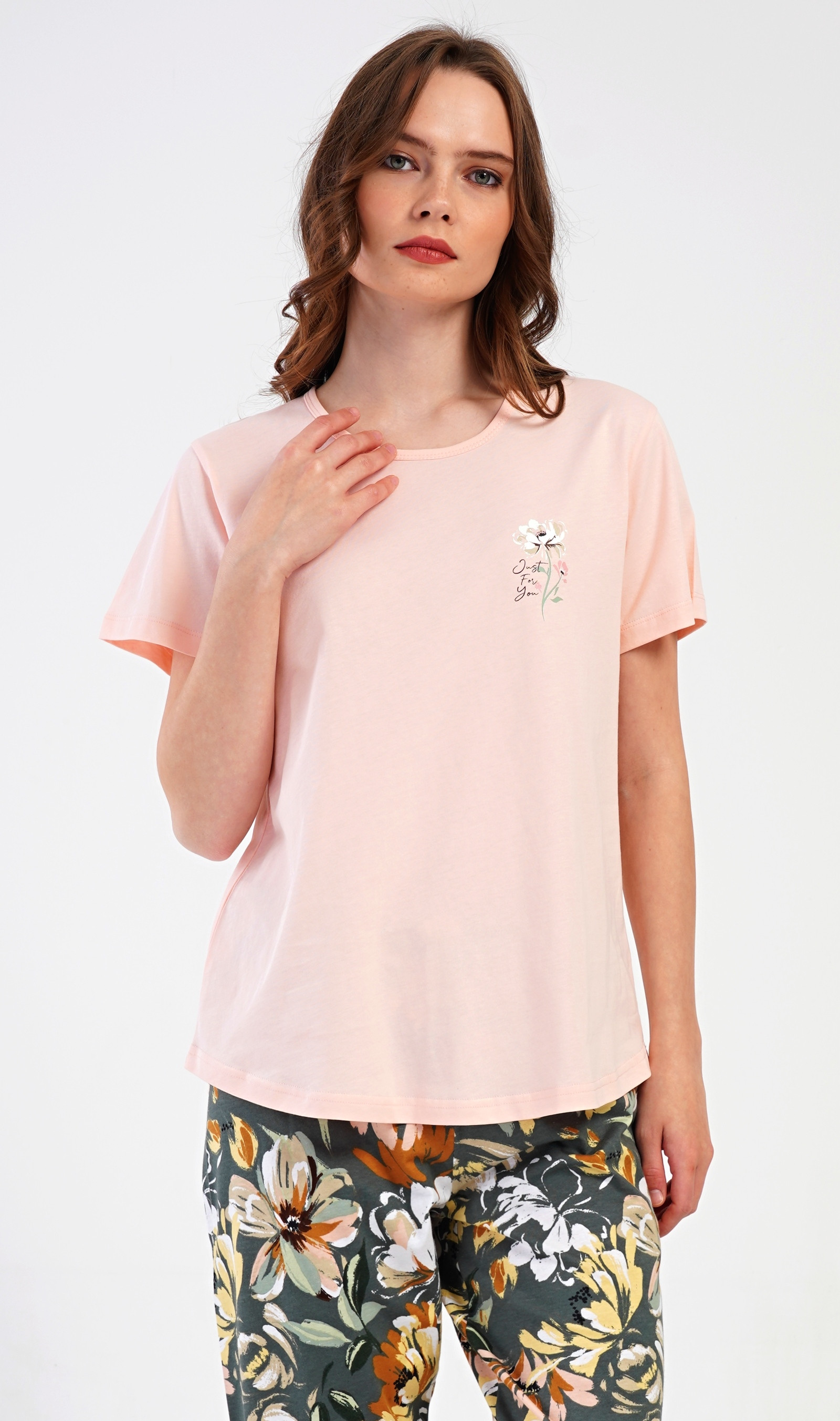 Dámské pyžamo kapri Vienetta Secret Marie | světle lososová | 1XL