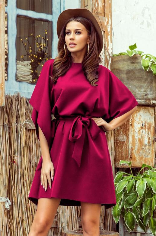 Dámské šaty Numoco 287-18 SOFIA | bordó | S/M