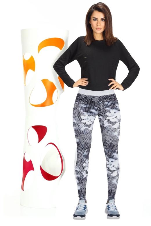 Dámské sportovní legíny BasBleu Code white-grey | vícebarevné | XL