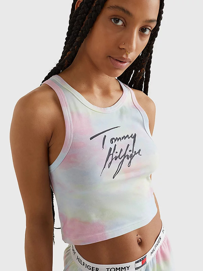 Dámské tílko Tommy Hilfiger UW0UW03626 CROPPED TANK PRINT