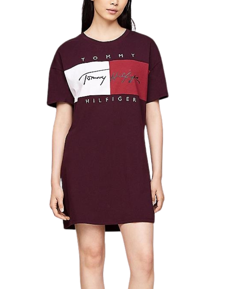 Dámské tričkové šaty Tommy Hilfiger UQ0UW05631 | vínová | XS