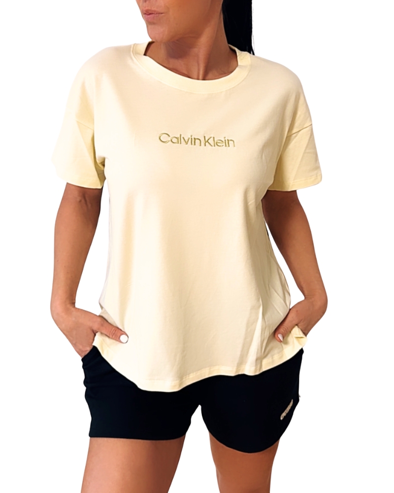 Levně Dámské triko Calvin Klein QS7593100 RELAXED TEE žluté