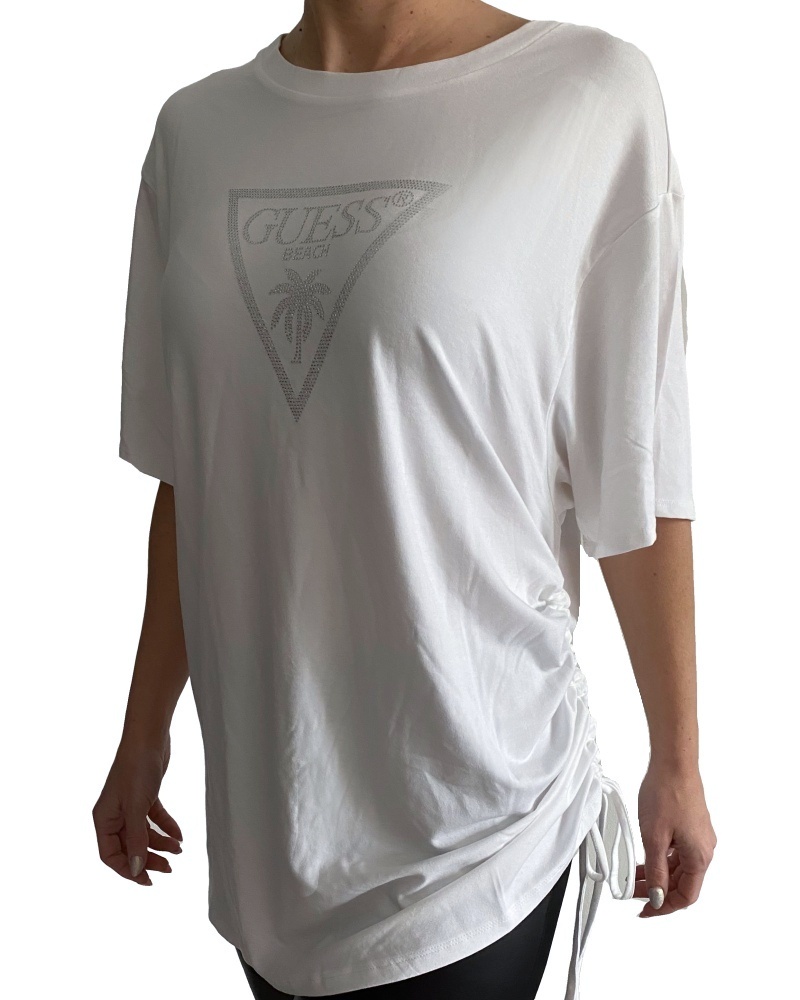 Dámské triko Guess E4GI00 bílé OVERSIZE | bílá | L