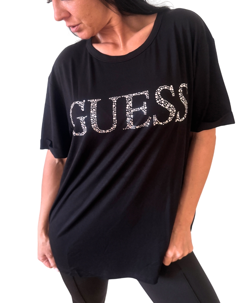 Levně Dámské triko GUESS E5GI07 černé