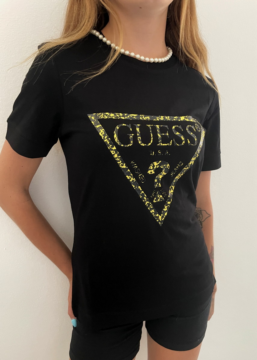 Levně Dámské triko Guess V2YI02 ALESHA černé