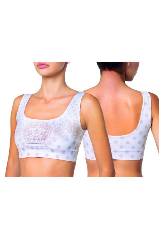 Dámský Crop Top Meméme Polka Dot Chamomile | bílá | L