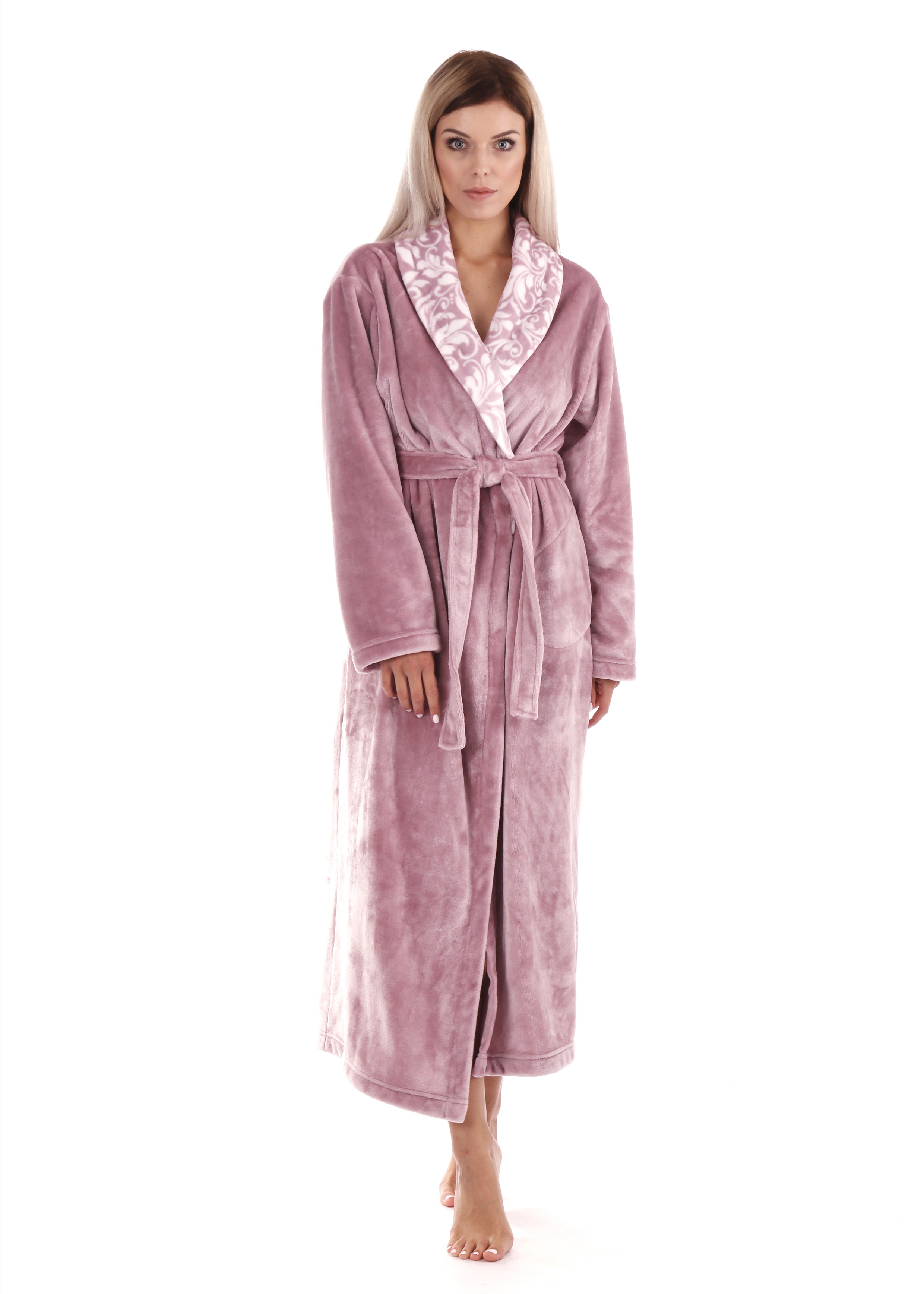 Levně Dámský dlouhý župan Vestis Flora 2556 mauve mist