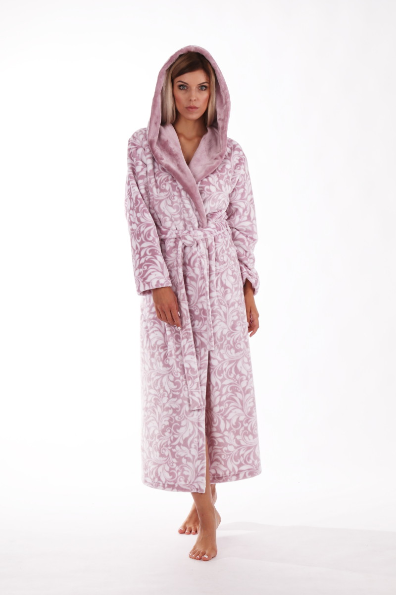 Levně Dámský dlouhý župan Vestis Flora 3956 mauve mist