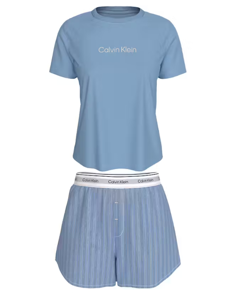 Dámský komplet Calvin Klein QS7576 TEE SHORT SET | modrá | L