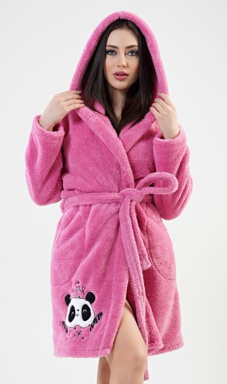 Levně Dámský župan krátký s kapucí Vienetta Secret Panda