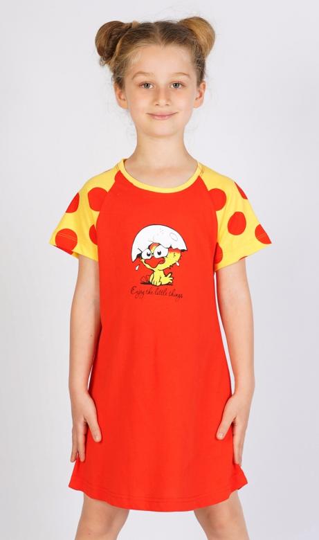 Dětská noční košile Vienetta Secret Malé kuře | červená | 7 - 8