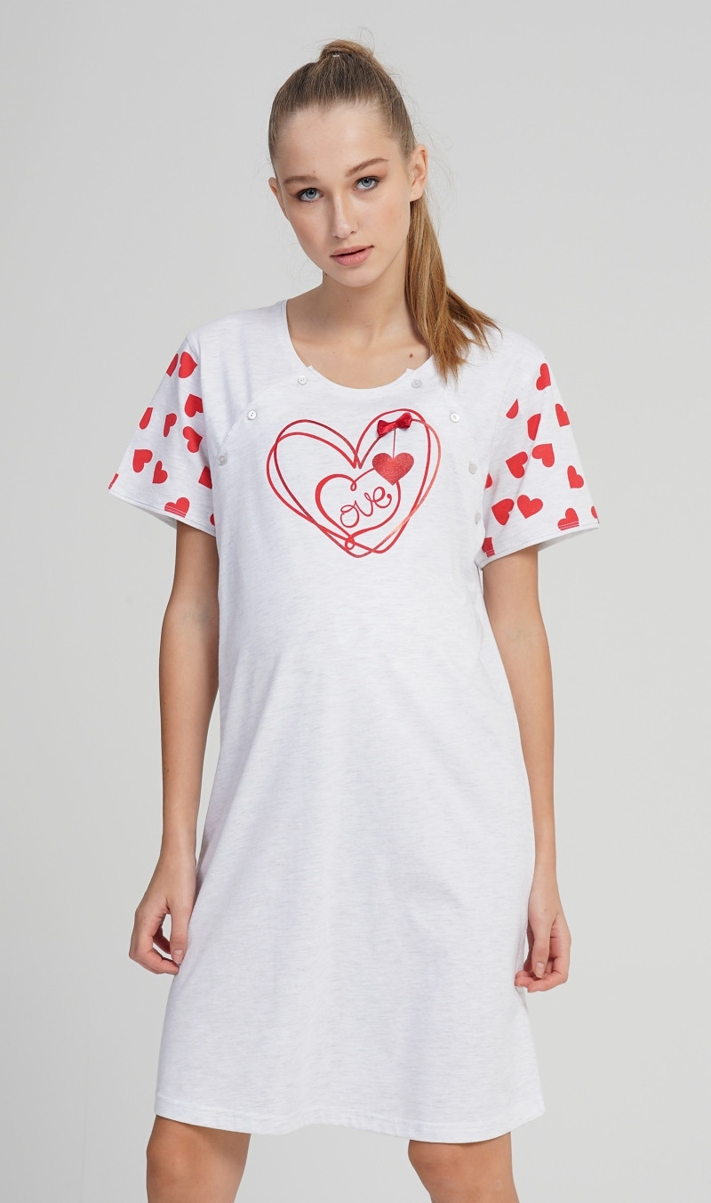 Mateřská dámská noční košilka Vienetta Secret Love | šedá | M