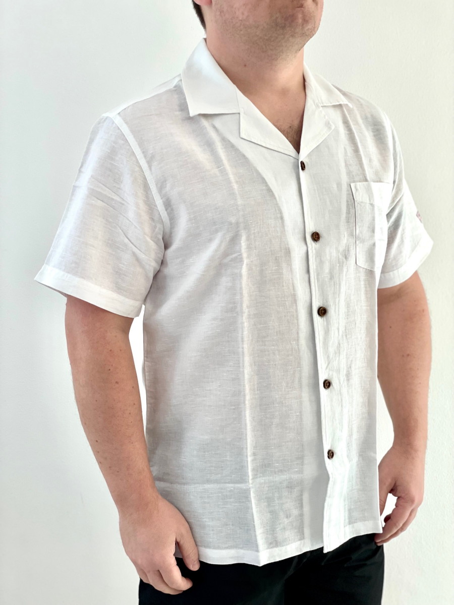 Levně Pánská lněná košile Guess F2GH03 WO07S