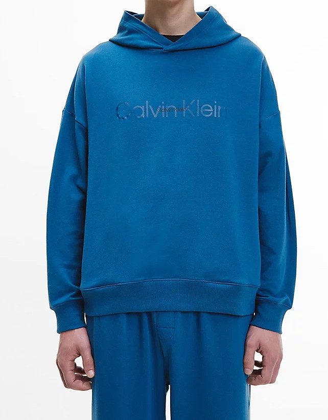 Pánská mikina s kapucí Calvin Klein NM2353E petrolejová