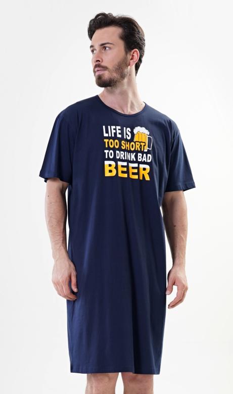 Levně Pánská noční košile s krátkým rukávem Vienetta Secret Life is beer