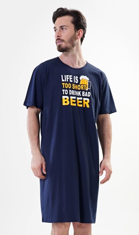 Pánská noční košile s krátkým rukávem Vienetta Secret Life is beer
