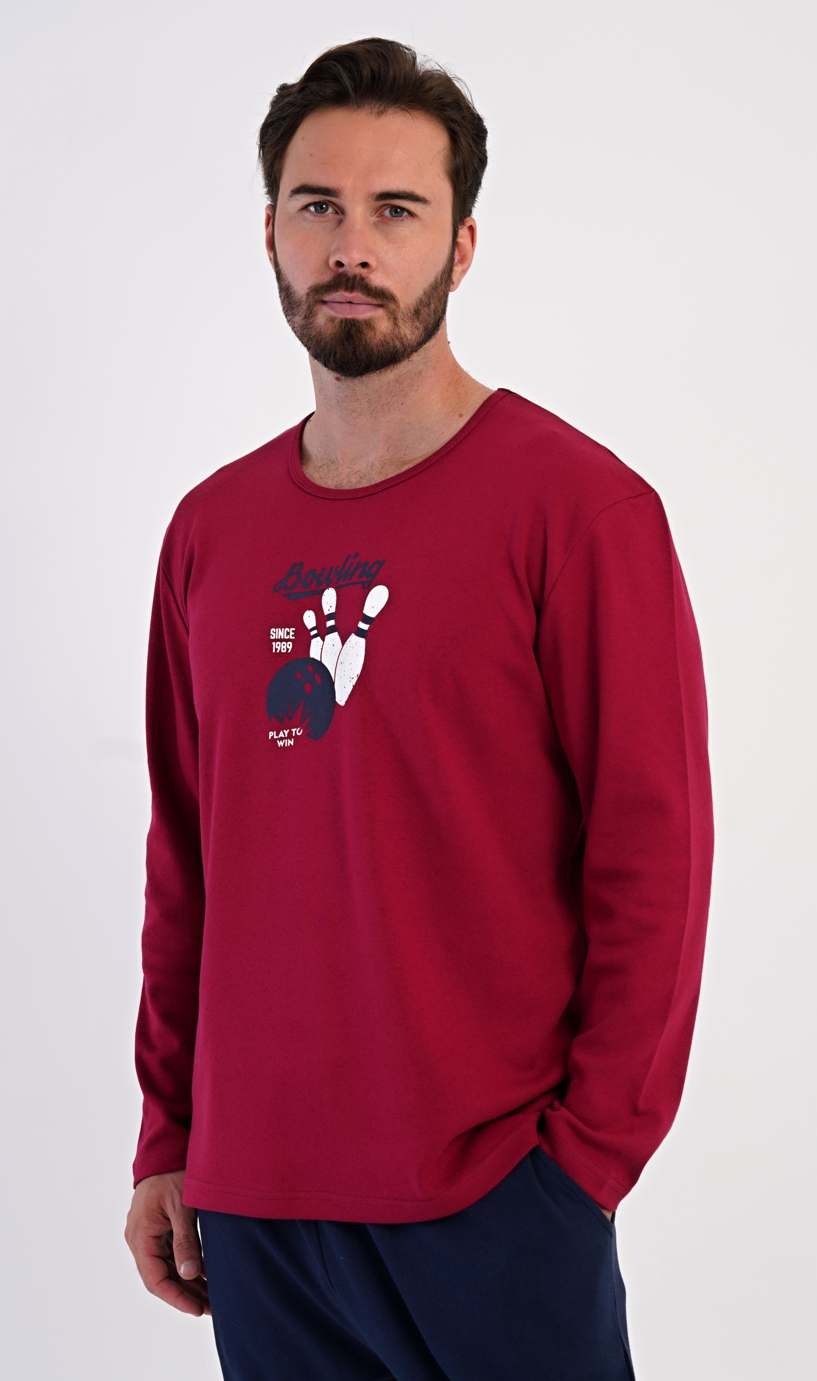 Levně Pánské pyžamo dlouhé Vienetta Secret Bowling