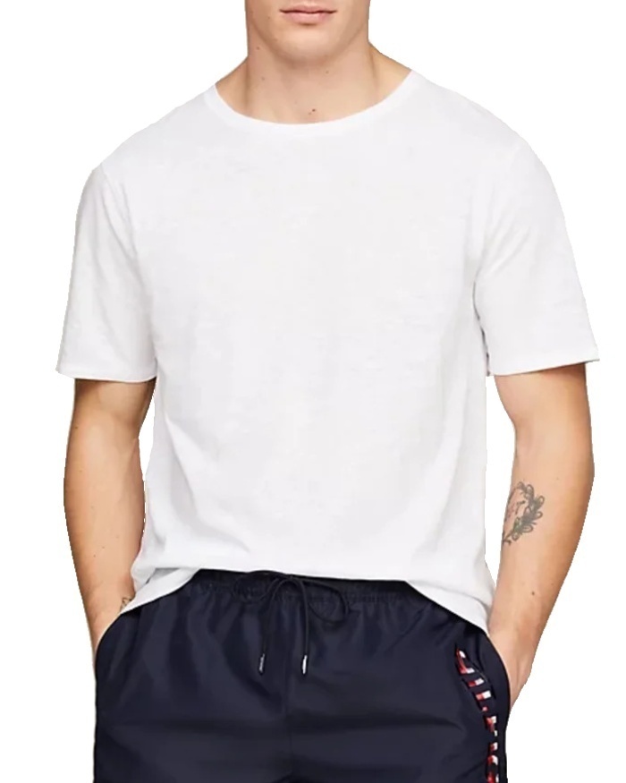 Levně Pánské triko Tommy Hilfiger UM0UM03226 bílé lněné