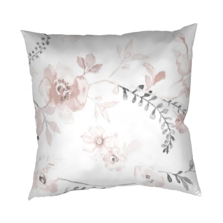 Levně Povlak na polštář krep Kvítí pudrové na bílém