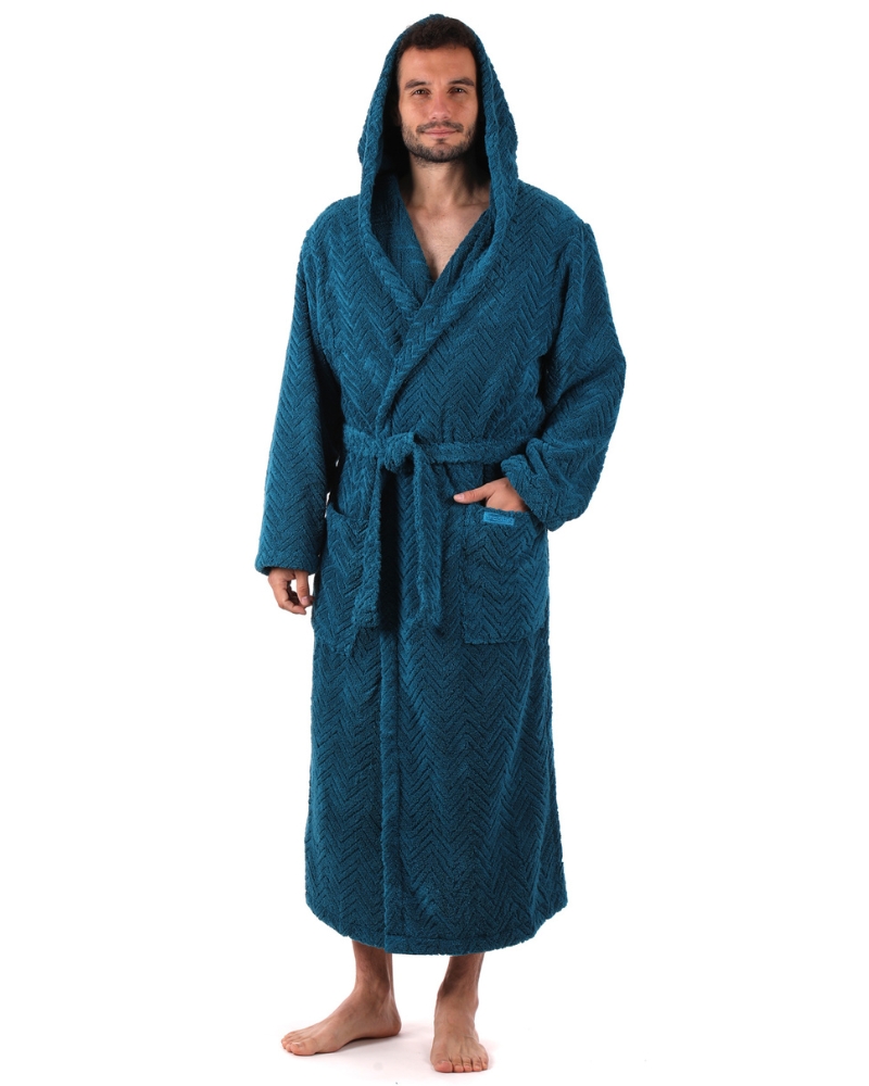 Unisex župan Vestis Athena 3116 petrolejový s kapucí